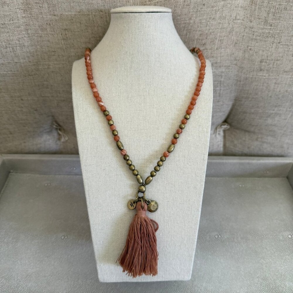 Dyrberg/Kern Divila Beaded resin and metal tassel necklace